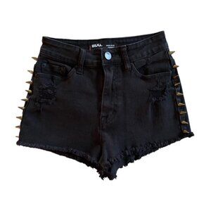 BDG High Rise Cheeky Distressed Black Jean Shorts W/ Spikes 24